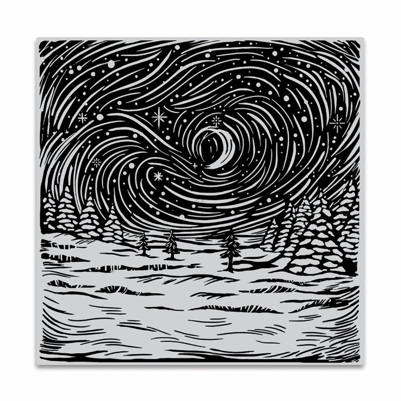 Hero Arts冬日树林背景版画泡棉印章进口etched Winter Scene 充呀网 Hero Arts冬日树林背景版画泡棉印章进口etched Winter Scene 充呀网