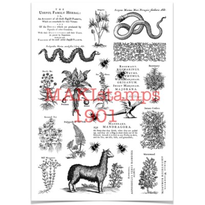 德国复古植物手帐印章