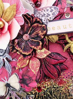 新Prima红色木槿花系列贴纸纸本模具红色素材Magnolia Rouge