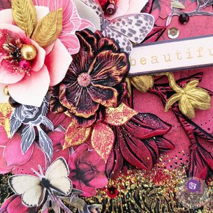 新Prima红色木槿花系列贴纸纸本模具红色素材Magnolia Rouge