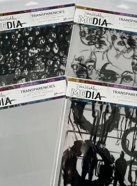 Dina Wakley透明印刷片 剪贴拼贴素材 艺术日志Transparencies