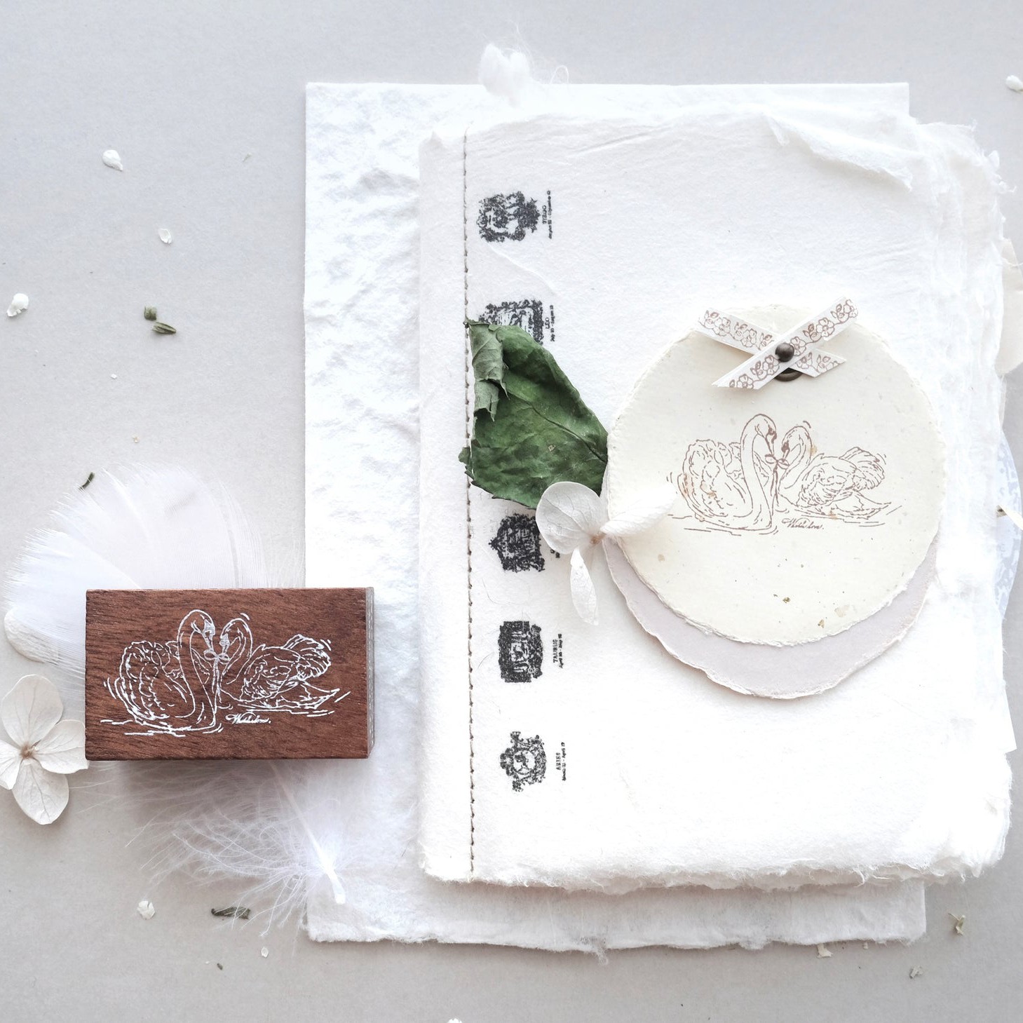 Jieyanow天鹅湖木印章百搭 马来西亚手帐ins风Swan Lake