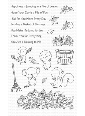 现货 MFT Piles of Fun 进口透明印章 秋季秋天扫落叶松鼠小鸟