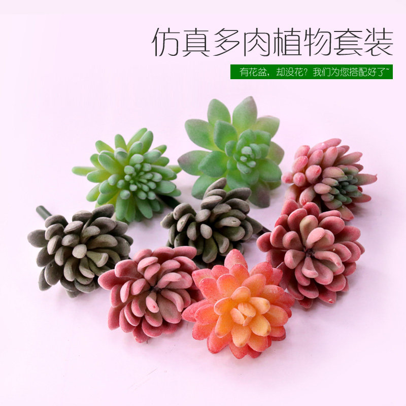 仿真多肉植物组合懒人套餐假多肉植物墙塑料假花家居装饰品摆件