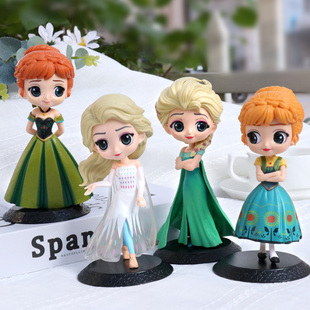 卡通动漫白雪公主艾莎安娜花木兰灰姑娘手办烘焙生日蛋糕装饰摆件