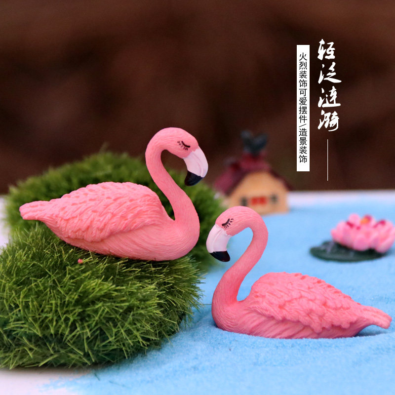 创意ins火烈鸟少女心小物件塑料公仔摆件玩偶桌面微景观蛋糕装饰