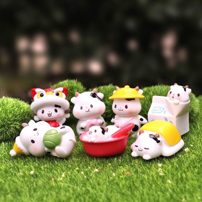 可爱仿真小动物卡通奶牛手办模型玩偶微景观蛋糕装饰摆件盲盒玩具