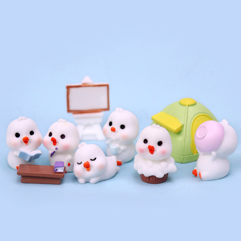 新款小号卡通学习小鸭看书画画鸭子公仔创意玩偶微景观小摆件盲盒