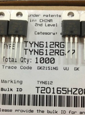 TYN612  600V/12A/1W 单向可控硅  直插TO-200   全新 质量好
