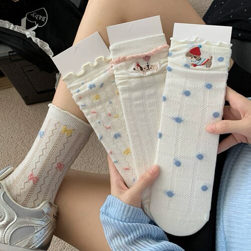 木耳边袜子女2025新款爆款中筒袜