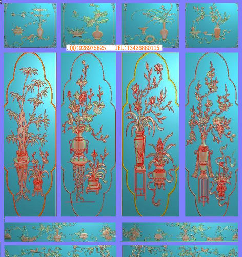 包邮高清设计素材木雕素材精雕图灰度图精品花瓶顶箱柜全套图1