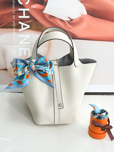 天蓝色森林低语真丝丝巾绑包包手柄系缠手提丝带装饰围巾女小领巾