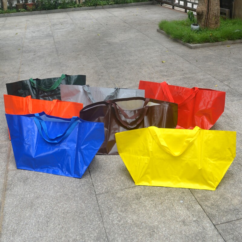 横向超大号纯色环保袋PP编织料购物袋外出手提袋防水收纳袋搬家袋