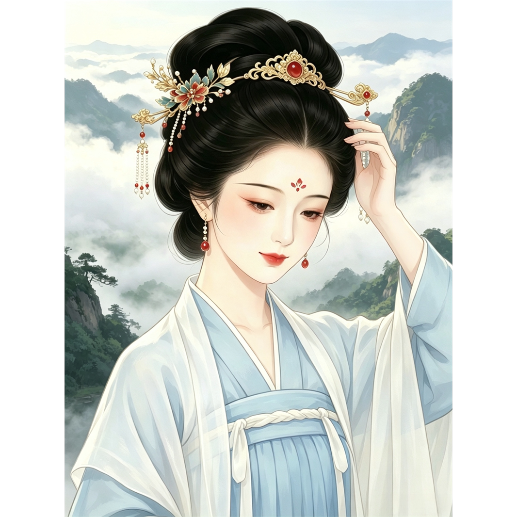 古风仙女贴画客厅卧室出租房墙面古代美人贴纸海报防水自粘贴遮瑕