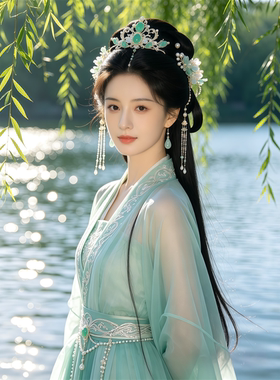 清纯古装美女海报客厅卧室书房室内墙面美女贴画贴纸防水自粘中式