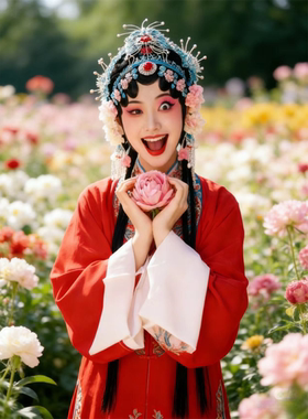 可爱戏曲装扮美女贴画客厅卧室宿舍出租房墙面装饰国潮美人贴纸