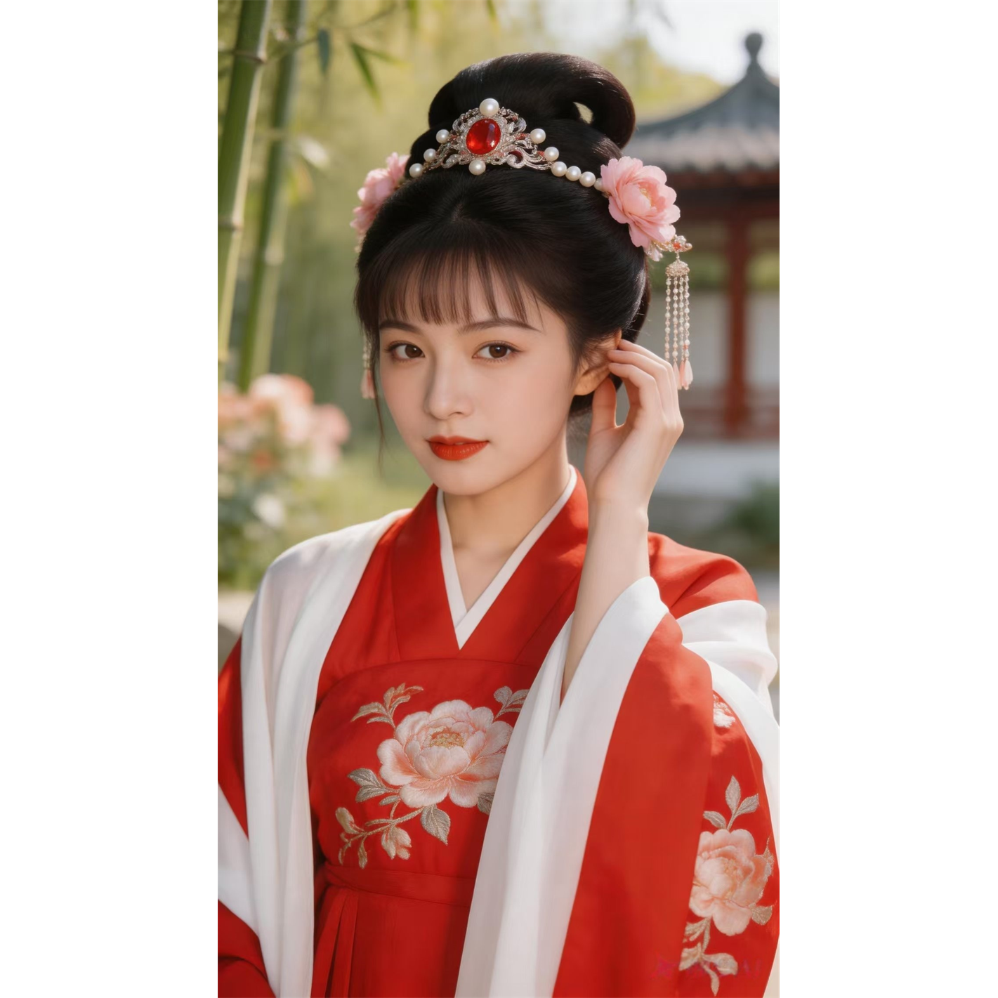古装美女贴画客厅卧室书房室内中式美人海报贴纸防水自粘贴遮瑕丑