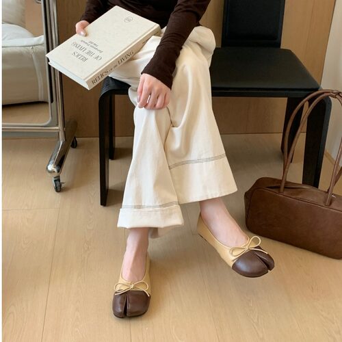 2026春夏新款复古平底奶奶鞋女软底分趾单鞋一脚蹬芭蕾舞鞋