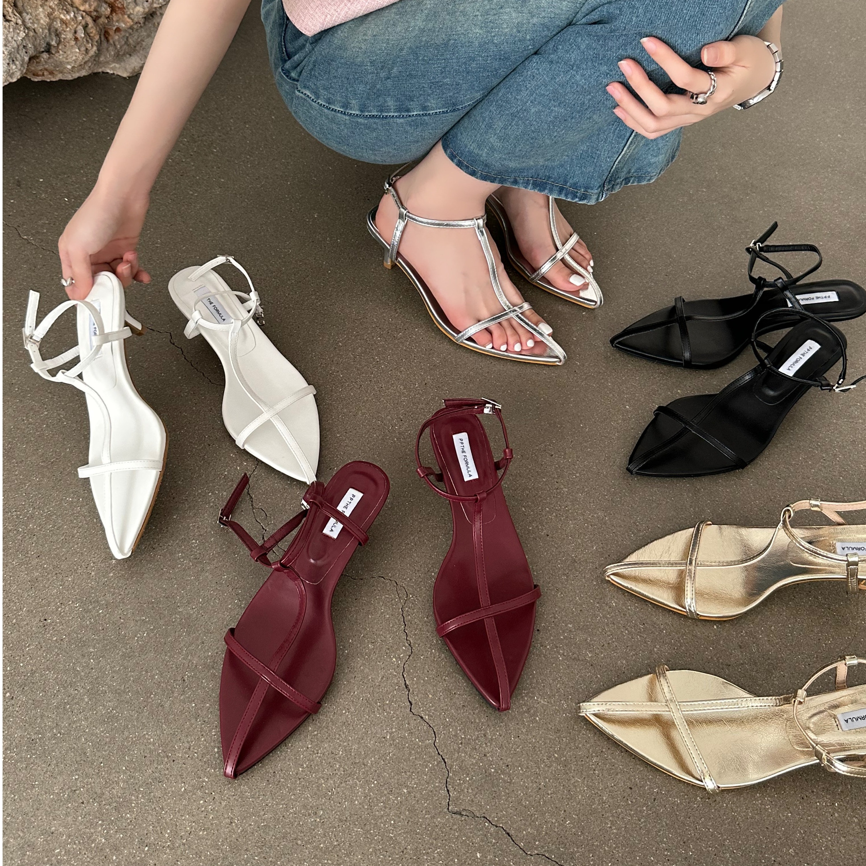 2025夏季超百搭韩版尖头高跟女凉鞋一字细带软底扣带罗马女鞋