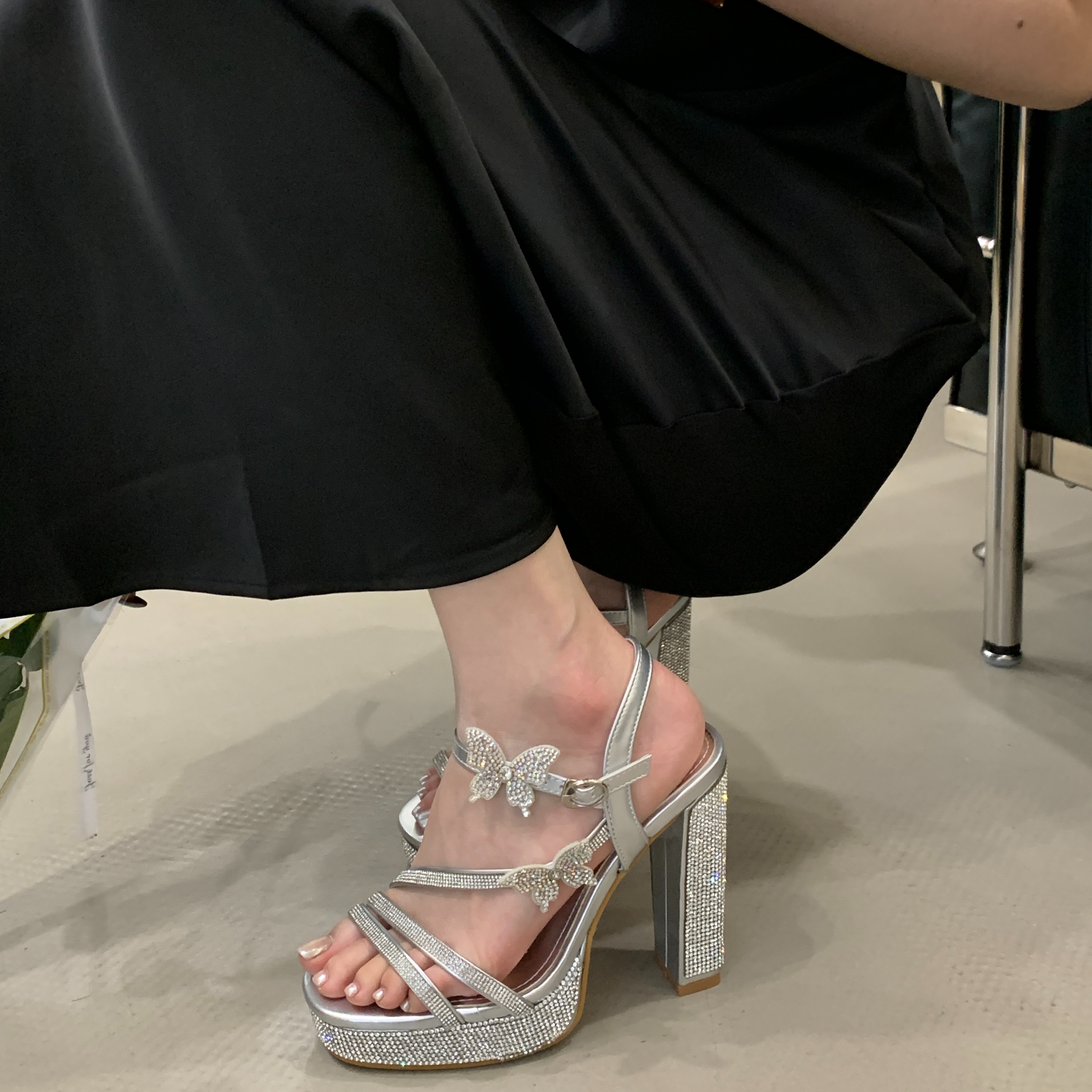 2025欧美新款防水台12cm高跟鞋女一字带粗跟性感凉鞋女