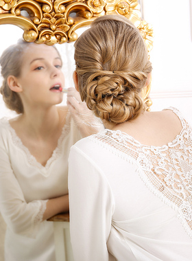 莫代尔带胸垫露背睡裙女夏薄款七分袖睡衣性感蕾丝V领宽松家居服