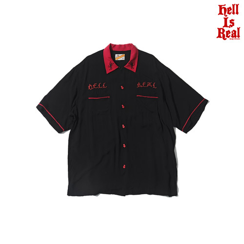 H-D HELL IS REAL  恶魔刺绣 复古武骨风 保龄球衬衫