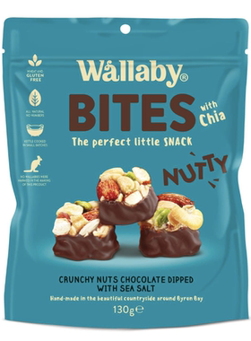 Wallaby bites 澳洲代购直邮 健康巧克力涂层混合坚果脆团 130g