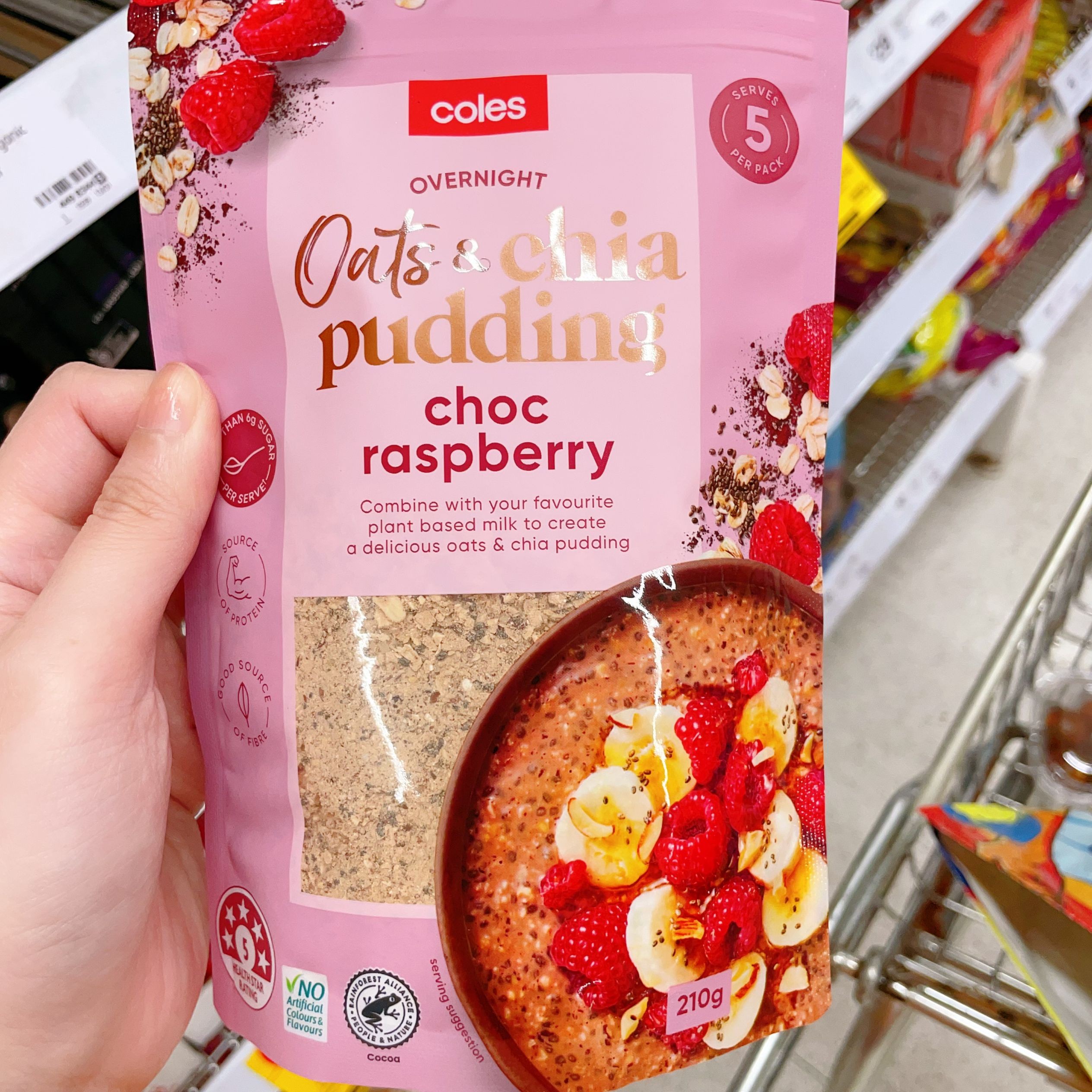 澳洲直邮 Coles Overnight 高纤维高蛋白隔夜水果奇亚籽布丁 210g