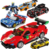 玩具男童6岁以上拼装 组装 跑车儿童小颗粒男孩益智汽车赛车积木车