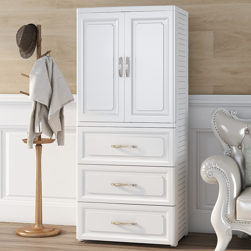 欧式双开门收纳柜子抽屉式宝宝衣柜儿童大容量省空间宿舍杂物加厚