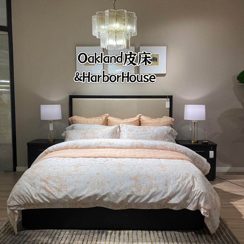 HH美式Oakland真皮双人床 harbor简美乡村卧室实木床婚床可定制