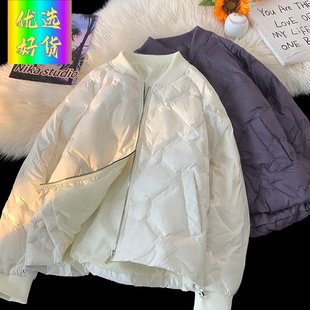 菱格羽绒棉服女款冬季2025新款宽松短款外套轻薄学生情侣小棉袄男