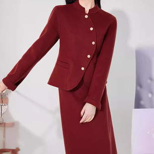 名媛风新中式套装裙端庄大气女装显瘦遮肉订婚回门服两件套秋冬款