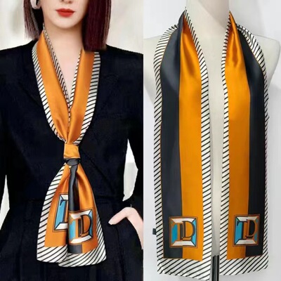 2026明星新款长条小丝巾女飘带百搭围巾时尚搭配发带爆款真丝领巾