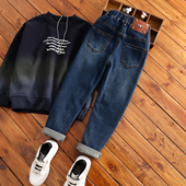牛仔裤 一体绒裤 男童秋冬加绒修身 中大童瘦版 小脚裤 儿童窄版 子长裤