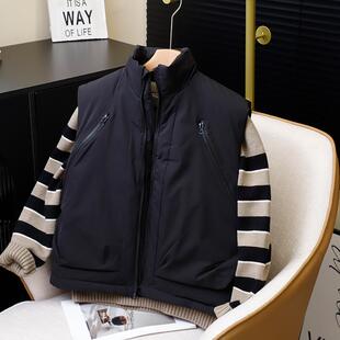 儿童黑色立领羽绒马夹男童女童洋气上衣中大童秋冬款白鸭绒马甲