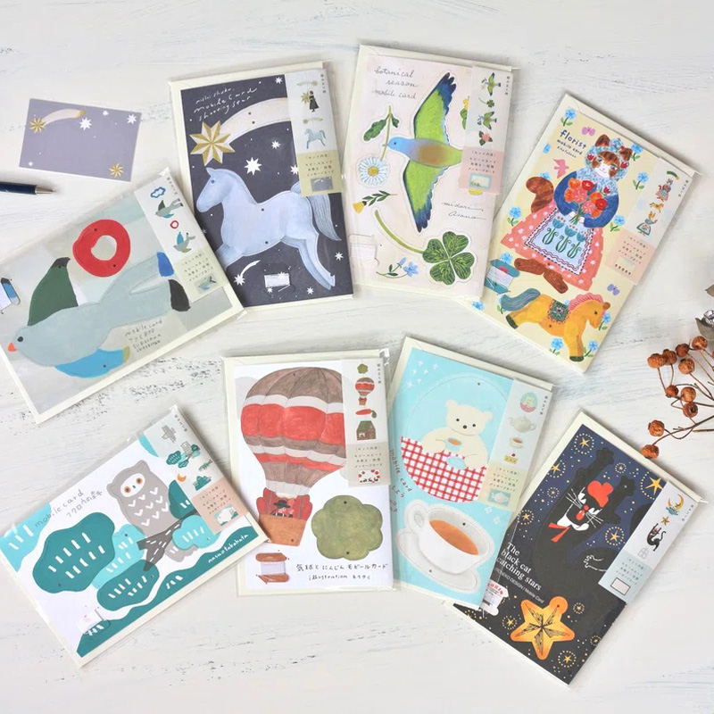 日本表现社生日贺卡插画师手工