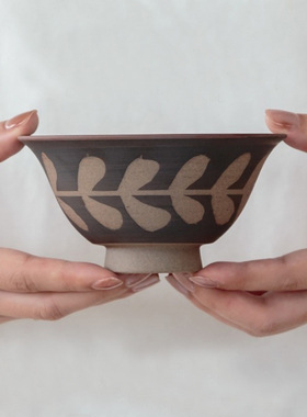 釉下彩日本进口bisque波佐见烧陶瓷手描小米饭碗家用餐具斗笠茶碗