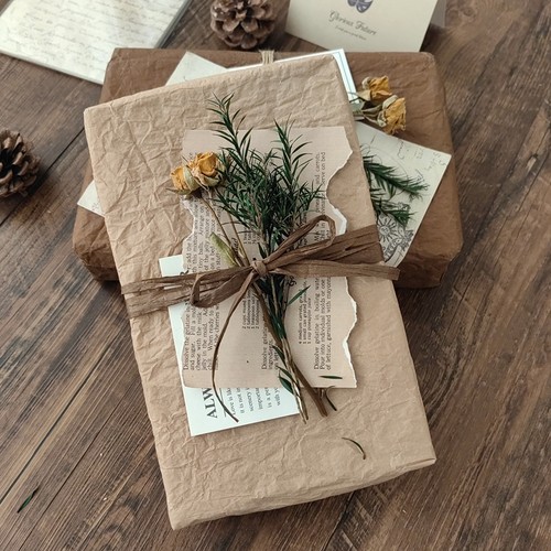 文艺复古干花搭配蓬蓬包装纸生日情人礼物礼品包装牛皮纸皱纹纸