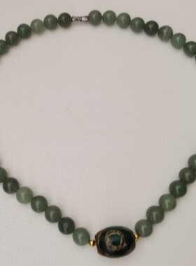 佘太翠豆绿玉珠串项链女饰品