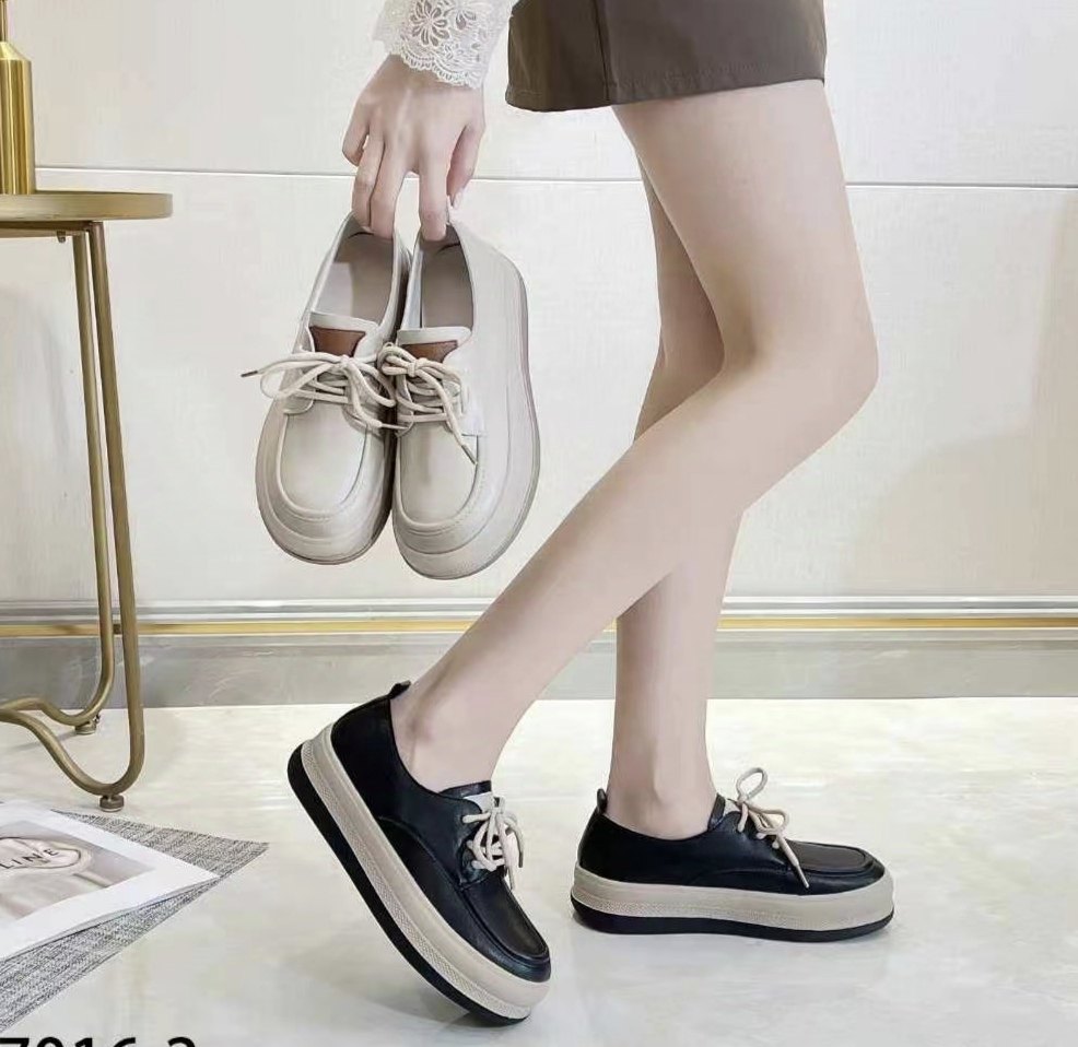 真皮鞋子女新款2024圆头系带厚底防滑牛皮女单鞋复古休闲鞋深口鞋,女鞋,深口单鞋,淘宝优惠券,粉丝福利购,淘宝优惠卷