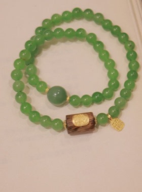 和田玉*华妍手串*18k金镶嵌PC22121508(多样性发货）