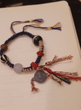 和田玉*安之手绳*玛瑙18K金镶嵌PC22112521（颜色形状多样性）