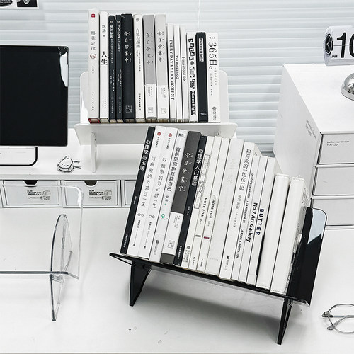 简约收纳架书立书挡简约亚克力儿童书桌上立体透明书夹小号阅读架