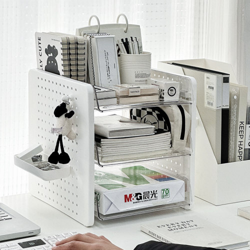 办公室文件收纳盒洞洞板桌面文件架a4纸文件夹资料整理盒文件框