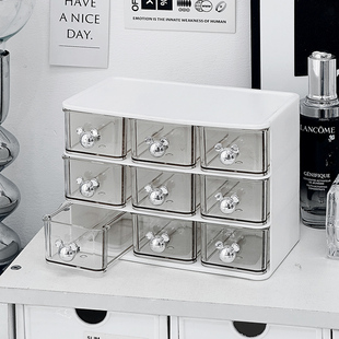 桌面美瞳收纳盒多副隐形眼镜分格整理盒分类多层防尘抽屉式小型