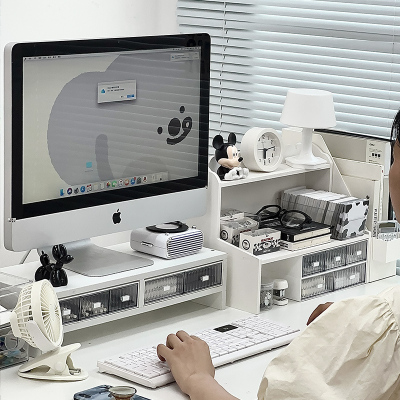 台式电脑增高架桌面笔记本隔板承重收纳架办公桌双层收纳置物架