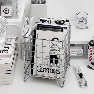 桌面铁艺收纳篮大容量宿舍杂物收纳架子收纳盒办公室置物架收纳筐