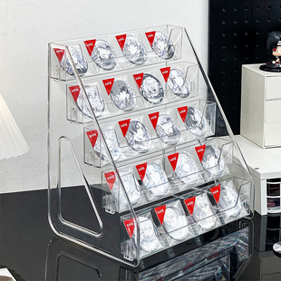 吧唧展示架透明亚克力小型方形阶梯放75mm的谷子迷你古美置物架