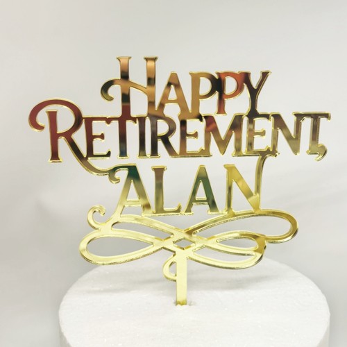 退休蛋糕插牌定制 Happy Retirement亚克力名字插牌退休庆祝派对